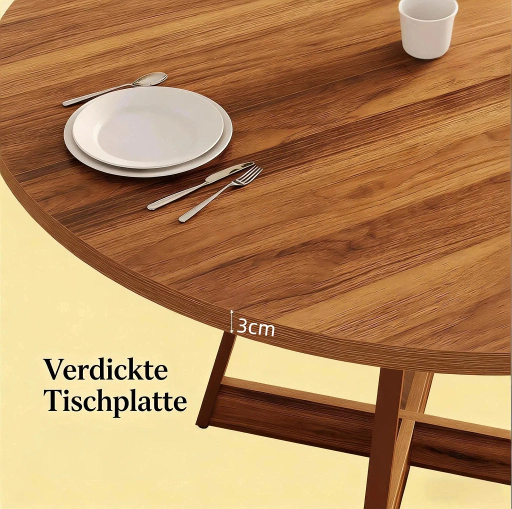 Tavolo da pranzo rotondo ULEVR ?100 cm in MDF marrone con base centrale, per 2-4 persone