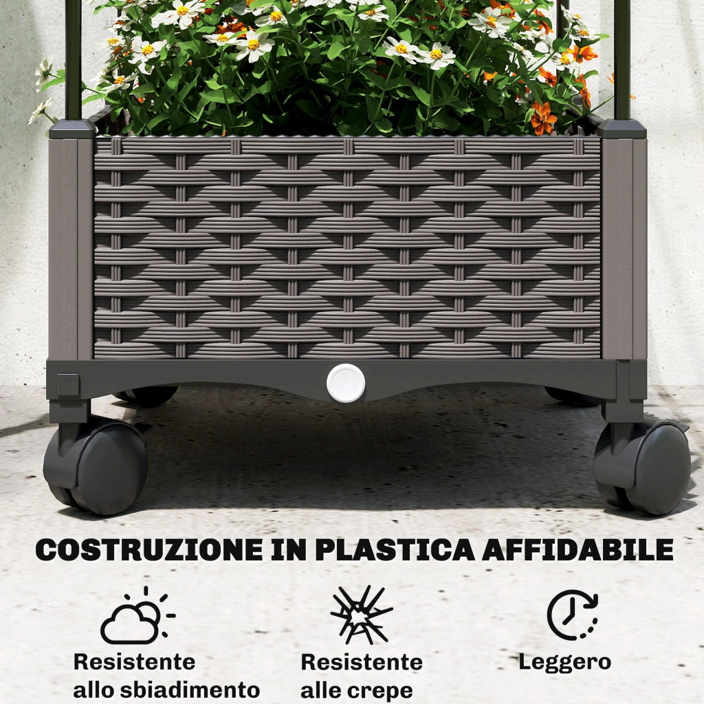 Fioriera Rialzata con Traliccio ¨C Zephmum ¨C Nero, Metallo, 185 cm