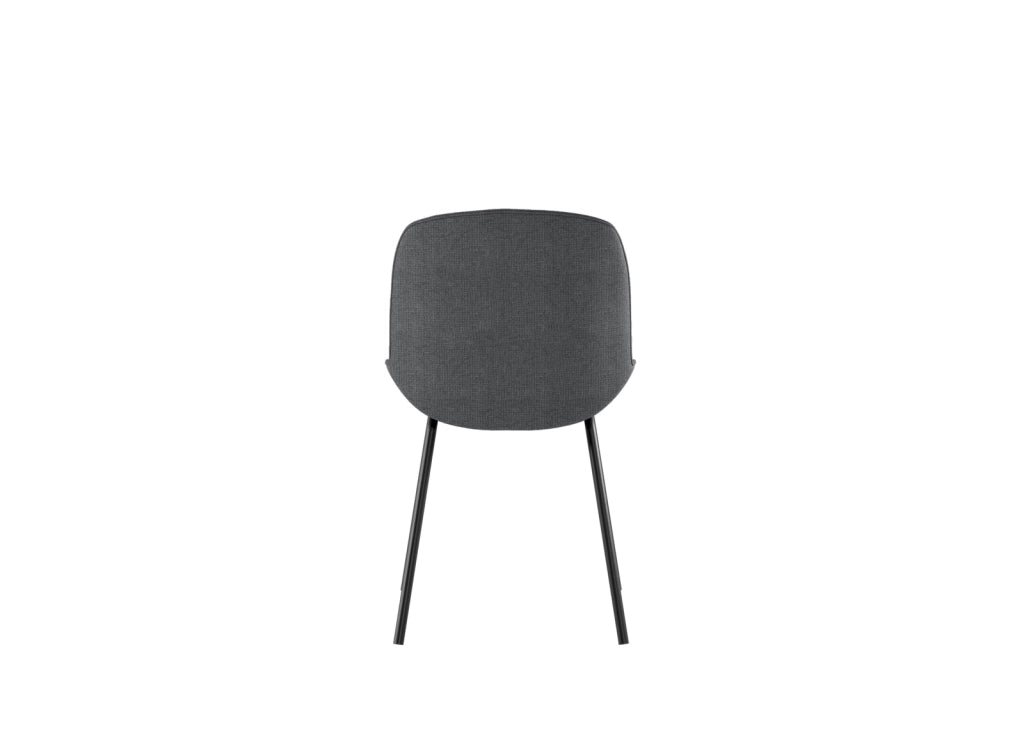 Sedia da pranzo Eva con seduta rivestita in tessuto grigio scuro e struttura in polipropilene - Base in metallo nero - Dimensioni 46x57x80 cm