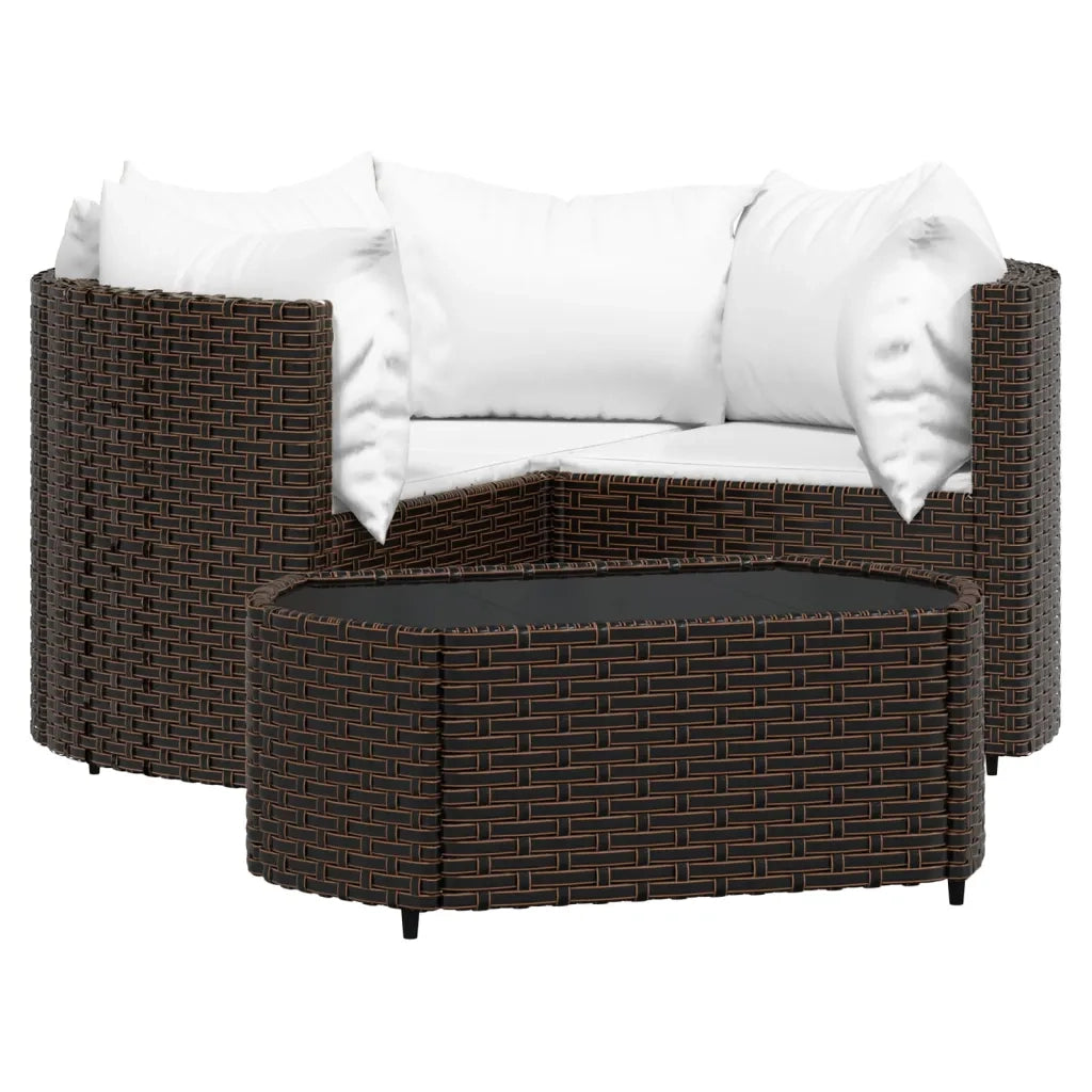 Set Mobili da Giardino 4 pz con Cuscini in Polyrattan Marrone 319760