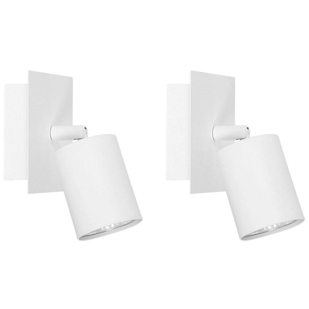 Set di 2 Lampade da Parete applique in metallo bianco Luce orientabile Glamour Design minimalista Illuminazione camera da letto