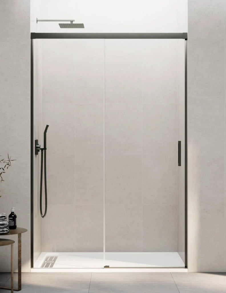 Porta doccia scorrevole 1+1 THALASSA (BASIC) 115 cm Profilo Titanio vetro trasparente