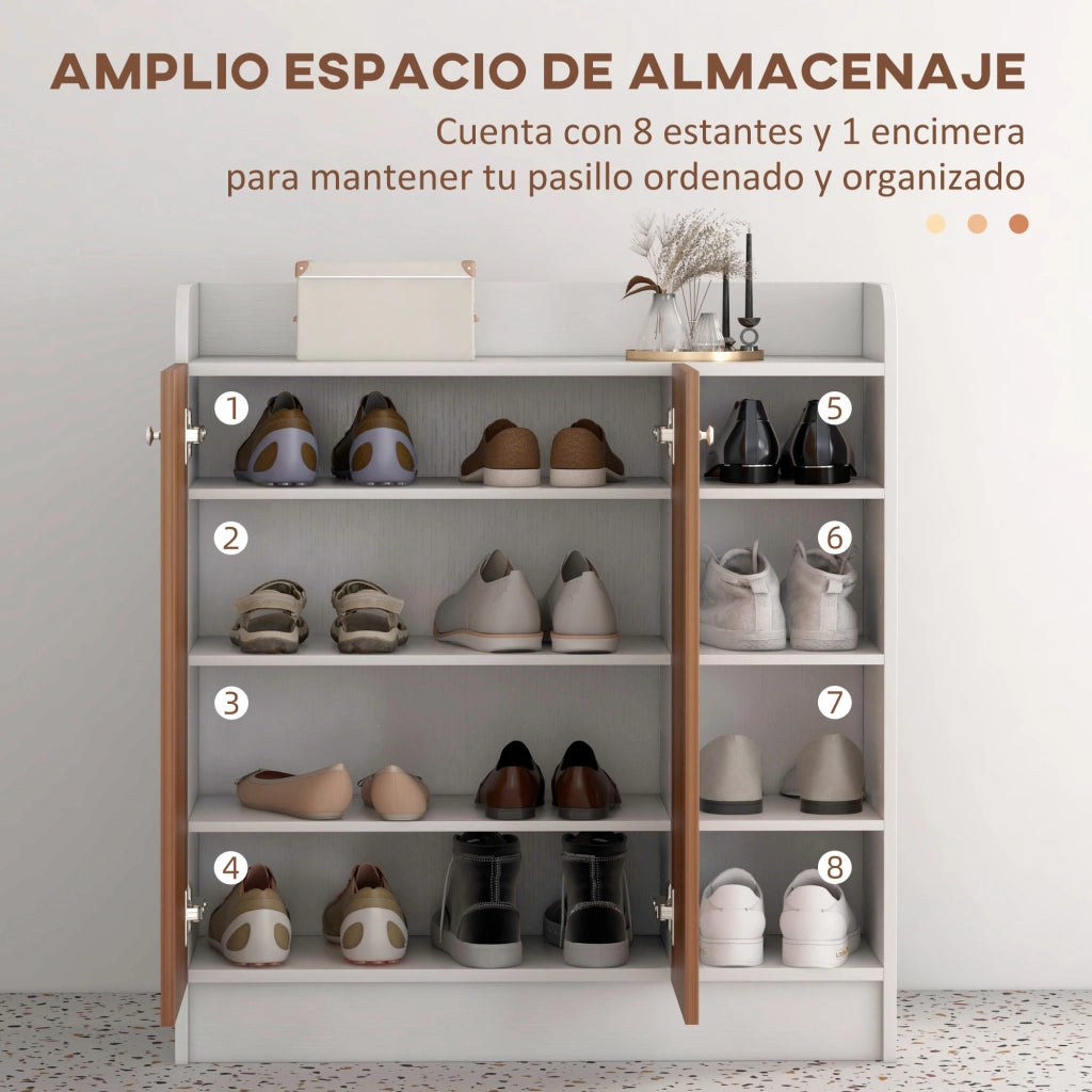 Armadio Scarpiera Moderno con 2 Ante e Ripiani Regolabili per 12 Paia di Scarpe ¨C Zephmum ¨C 83x30x90 cm Legno Naturale