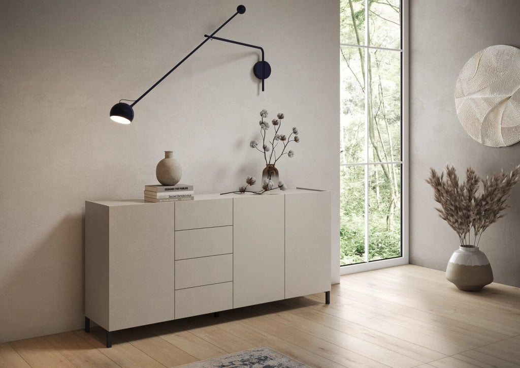 Madia 3 ante/4 cassetti 174x40x84 cm cashmere - SOLARIA