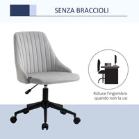 Sedia Operativa da Ufficio 50x58x77-85 cm in Tessuto Effetto Velluto Grigia
