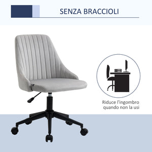 Sedia Operativa da Ufficio 50x58x77-85 cm in Tessuto Effetto Velluto Grigia