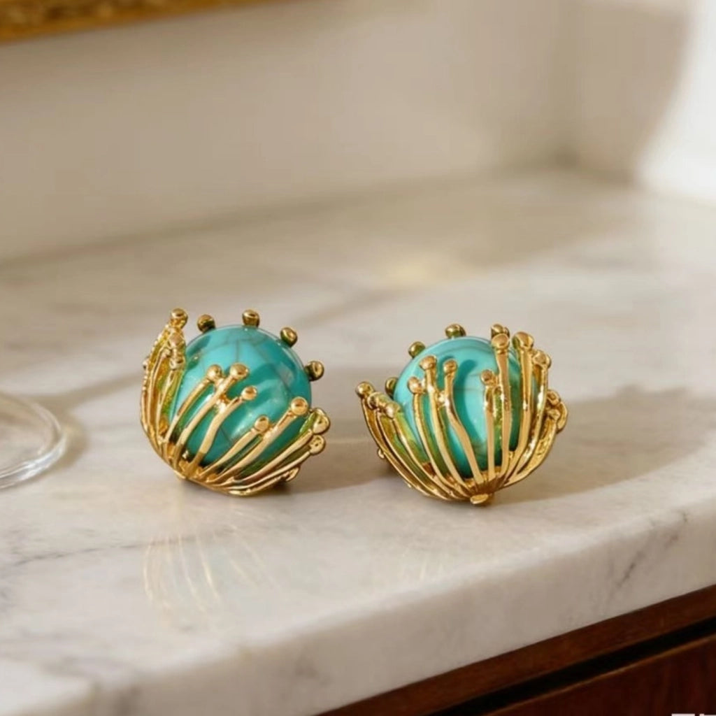 Orecchini floreali metallici in stile vintage