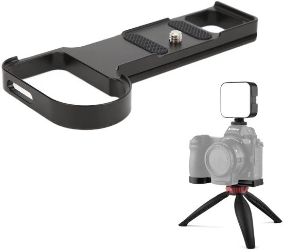 Piatto di connessione rapida in alluminio - Piatto di maniglia in metallo - 1/4 pollice viti - Nero - Resistente allo shock - Piatto di protezione per la camera con cuscino in gomma - Piatto per la camera