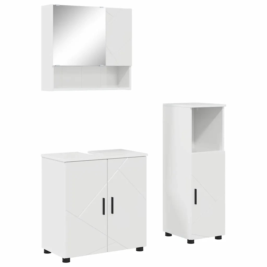 Set di mobili per il bagno con porta 3 pcs Bianco Lucido 3392947