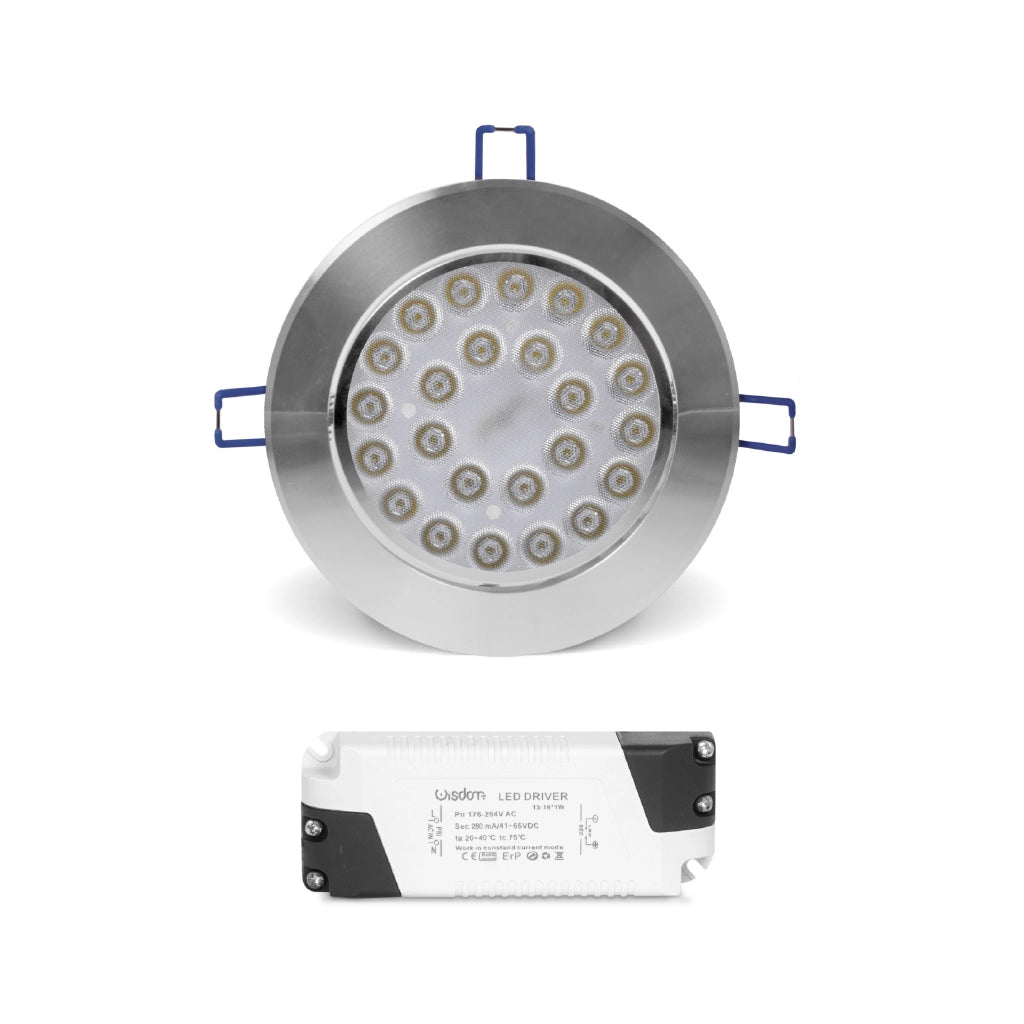 Faretto led da incasso orientabile con vetro opacizzato 24w 6000K luce fredda