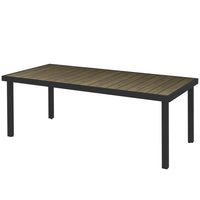 Tavolo da Pranzo da Giardino per 8 Persone in Alluminio e Plastica Legno Scuro e Nero
