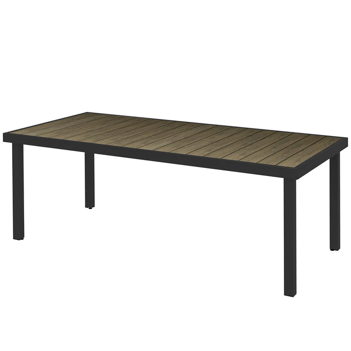 Tavolo da Pranzo da Giardino per 8 Persone in Alluminio e Plastica Legno Scuro e Nero