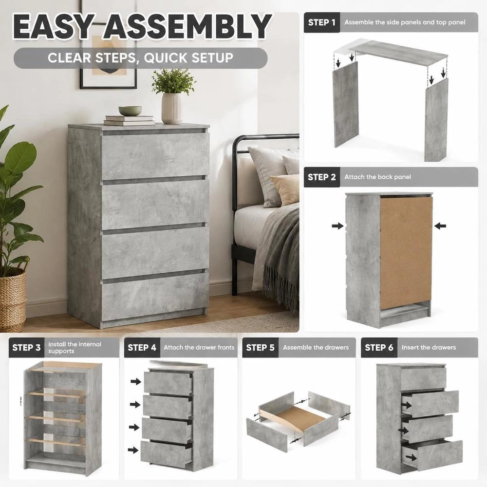 Sideboard Concrete Grey 60x35x98.5 Cm Wood-based Material
