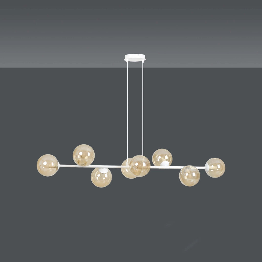 Lampadario Emibig ROSSI bianco/miele 8xE14 in vetro