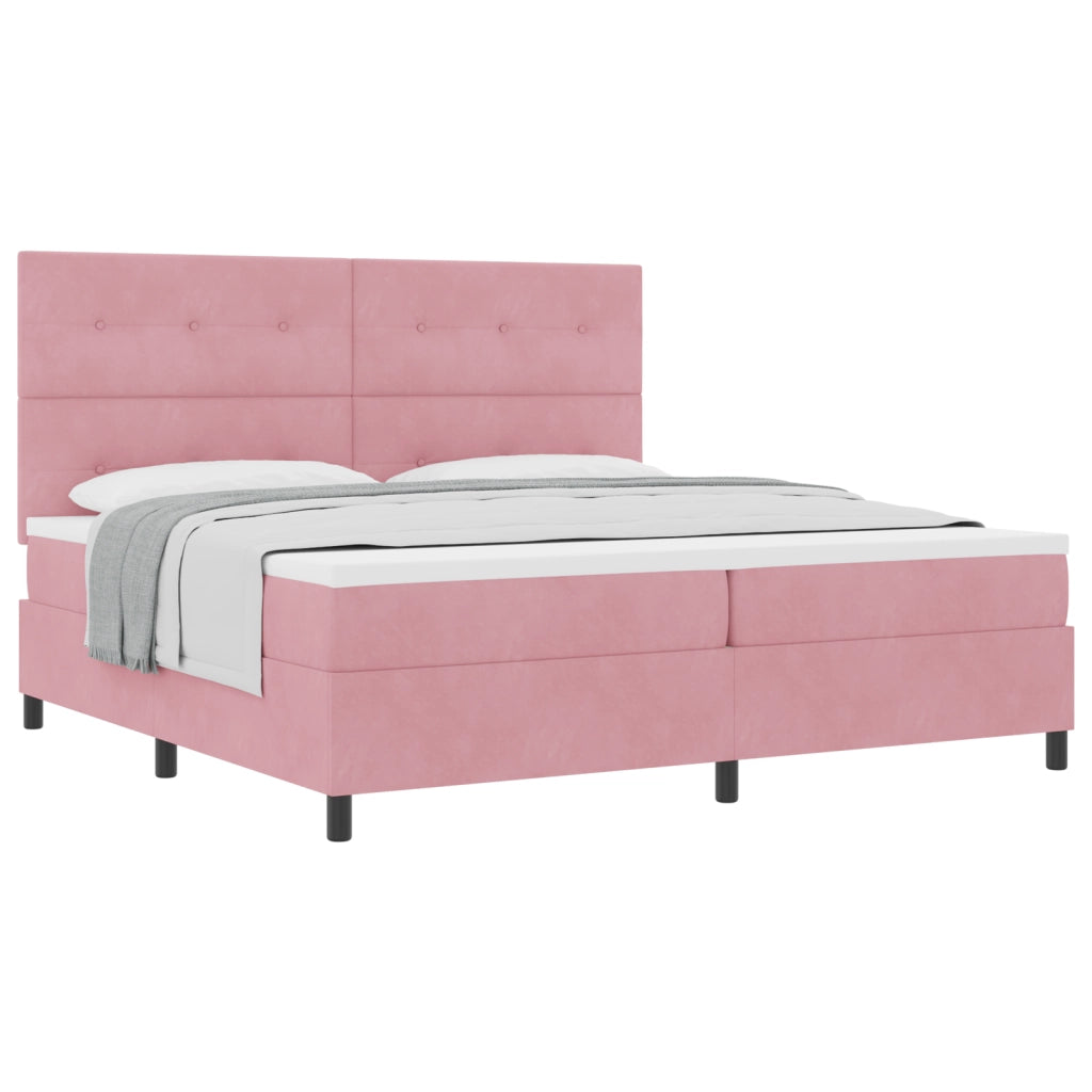 Letto Box Spring con materasso rosa 200x200 cm in velluto