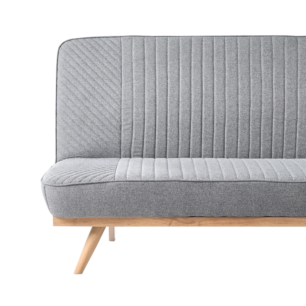 Divano letto Grigio Rivestimento in tessuto Gambe in metallo 2 posti Seduta con schienale imbottito Design moderno Senza braccioli
