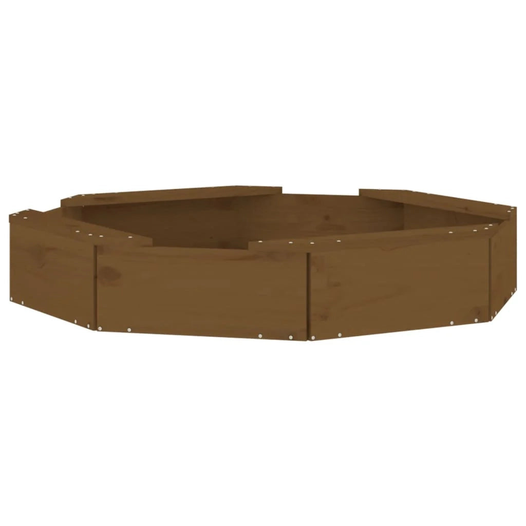 Sabbiera per bambini area giochi da giardino esterna con sedute ottagonali legno massello di pino marrone 02_0041537