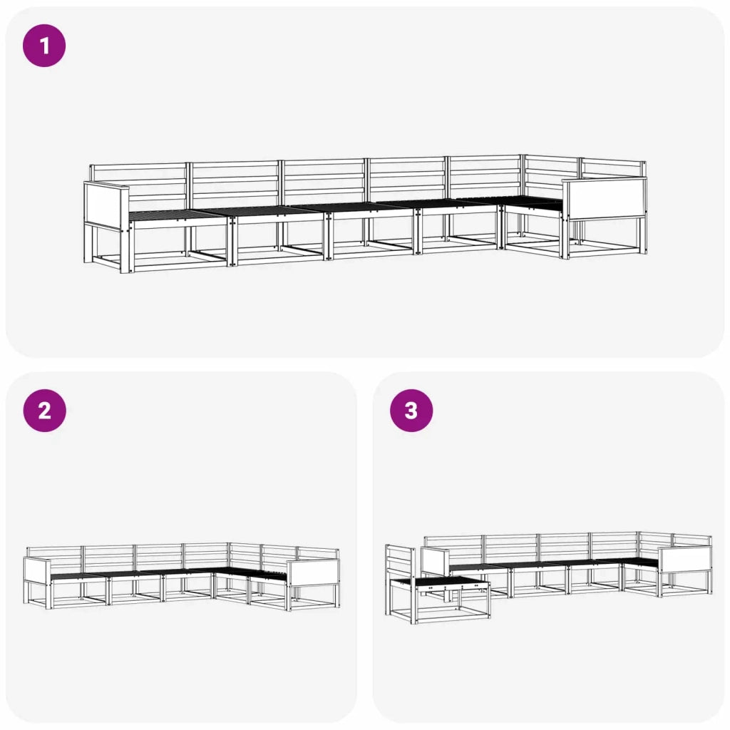Set di divani da esterno 6 pcs Naturale