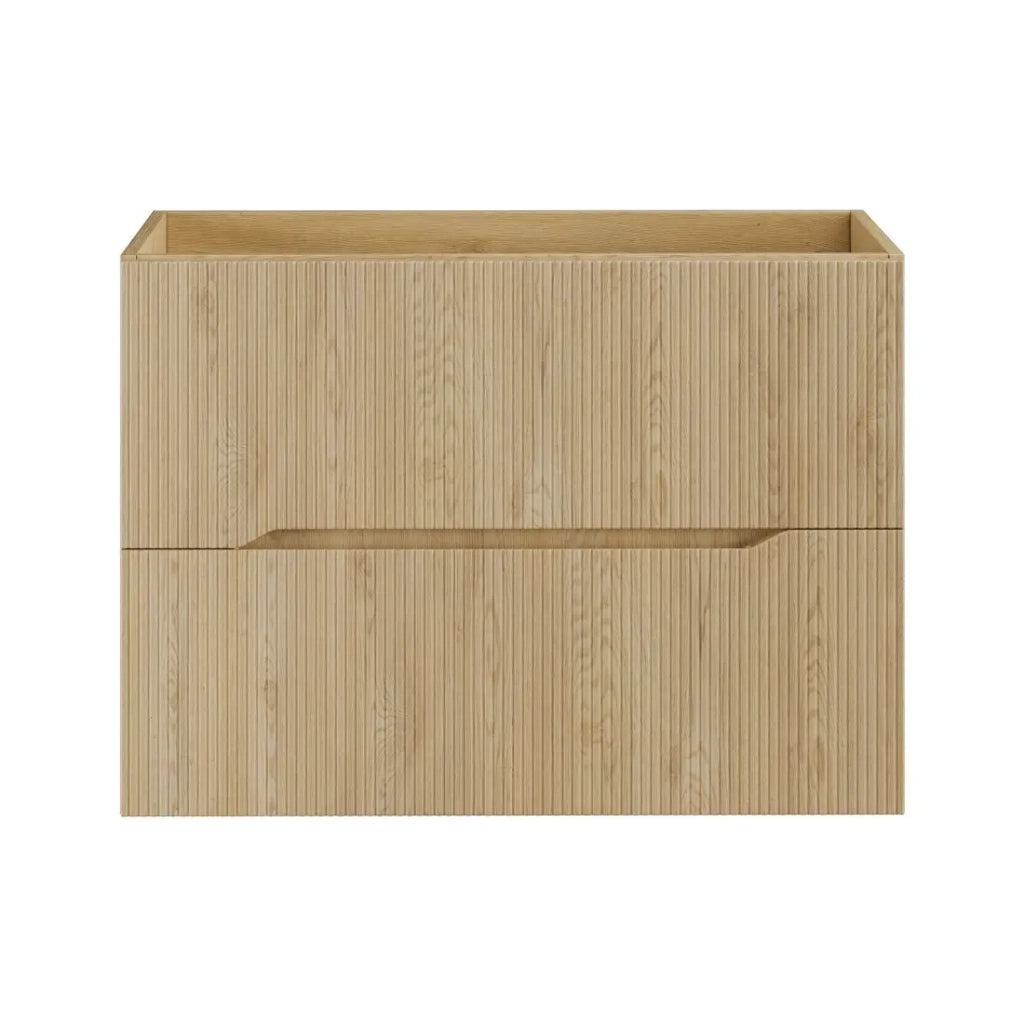 Mobile sottolavabo NATURA – 2 cassetti – Rovere chiaro – L80 × P45 × H57 cm – Da appendere