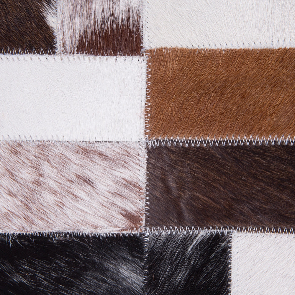 Tappeto tappetino Pelle Bovina Marrone e Beige 160 x 230 cm Rettangolare Patchwork Fatto a Mano