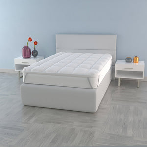 Topper Singolo Trapuntato 600 gr/mq con Elastici Plus Bianco