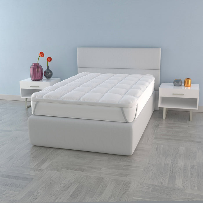 Topper Singolo Trapuntato 600 gr/mq con Elastici Plus Bianco