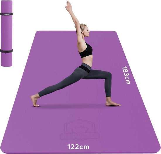 Mat di yoga XXL, extra spesso, TPE, mat per sport, mat per fitness, antiscivolo, 183 cm x 122 cm / 198 cm x 137 cm x 6 mm spesso, ultra, mat per ginnastica per pilates, palestra, casa, allenamento