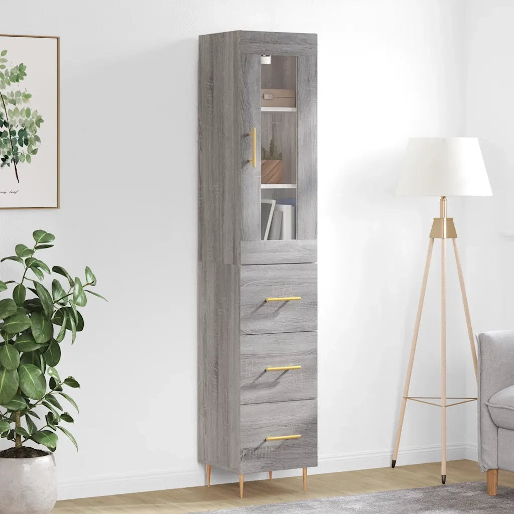 Credenza | Madia | Buffet da pranzo | Armadio da pranzo Grigio Sonoma 34,5x34x180 cm in Legno Multistrato