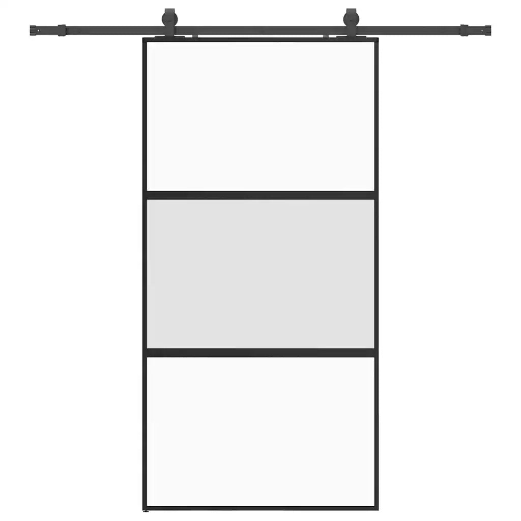 Porta Scorrevole Ferramenta Nera 102,5x205 cm Vetro Temperato