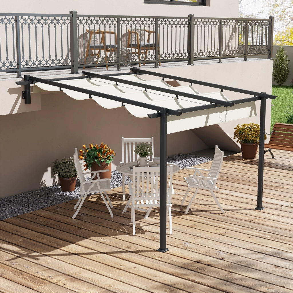 Gazebo pergola antivento 3 x 3 m con tetto regolabile colore crema perfetto per giardino e terrazzo