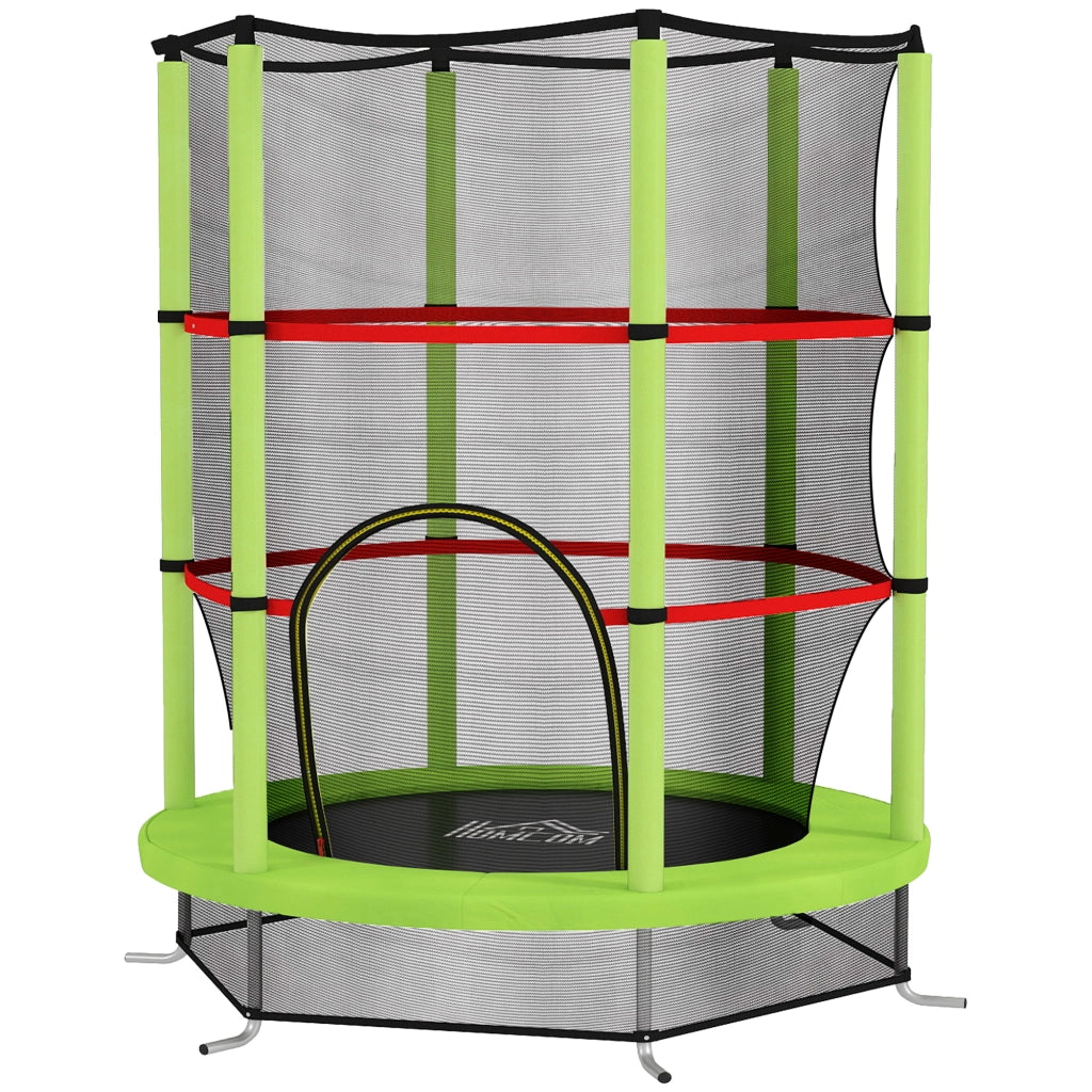 Tappeto Elastico per Bambini con Rete di Protezione ¨C zephmum ¨C Verde e Nero, ?140x190 cm