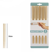 Trade Shop - Set 5 Coppie 10 Bacchette In Legno Cinesi Giapponesi Posate Cucina 24 Cm 74192 -