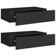 2 pz Scaffali con Cassetti da Parete | Mensola sospesa Neri 40x23,5x10 cm MDF