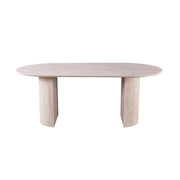 Tavolo da pranzo ovale VAGOS – 200 x 100 cm – Colore travertino – Design contemporaneo effetto pietra