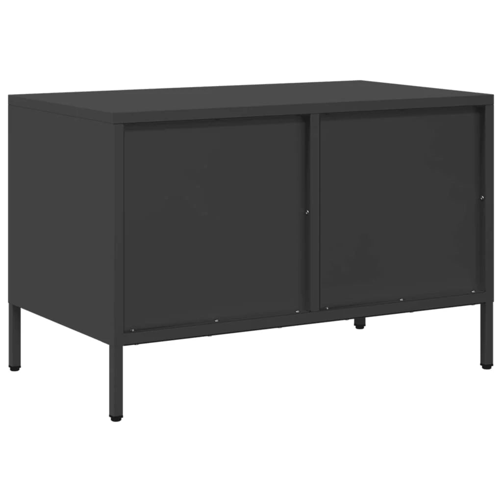Mobile TV multimediale mensola TV credenza TV adatto per sala da pranzo soggiorno camera da letto 68 x 39 x 43,5 cm acciaio laminato a freddo nero 02_0026154