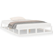 Letto matrimoniale | Letto per adulti | Giroletto Bianco 140x200 cm in Legno Massello