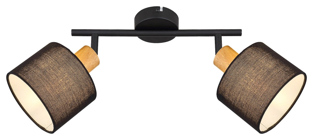 Faretto parete/soffitto Miguel Rabalux 2xE14 rovere nero