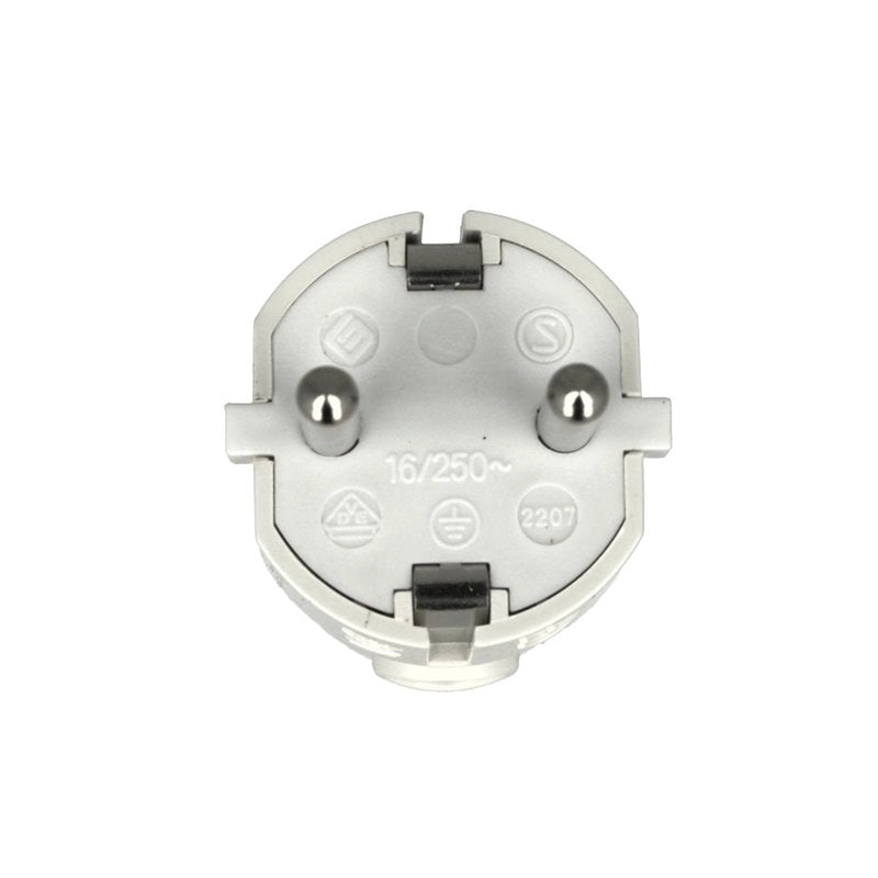 Spina Schuko 16A 250V 3500W 2P+T Uscita Cavo Laterale Multistandard Tedesco Italiano Bianco