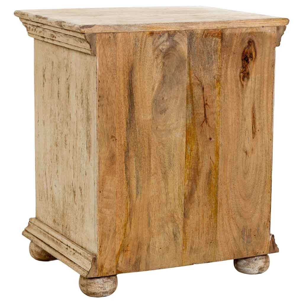 Comodino laterale in legno beige fatto a mano 50x40x60h cm