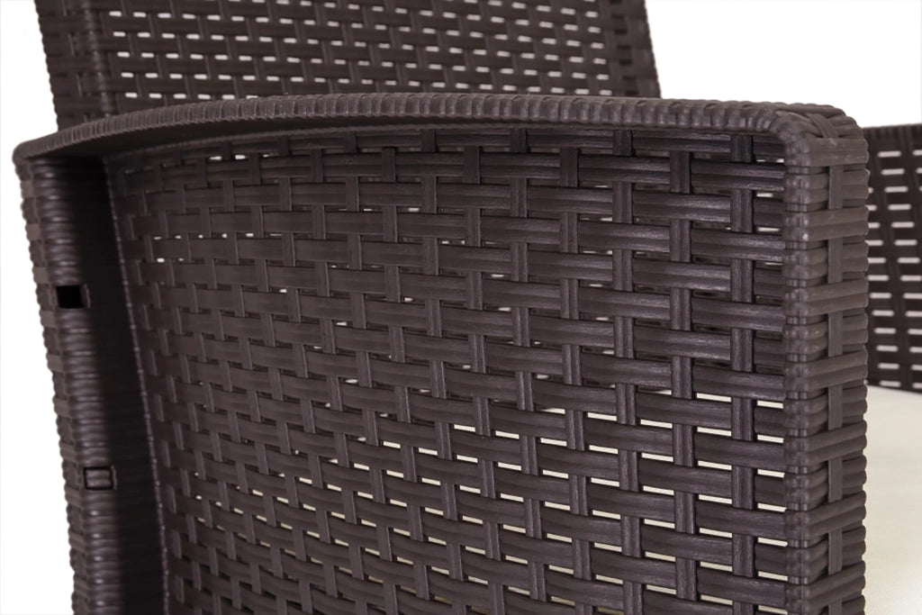 Salottino da esterno Asiak, Set da giardino con cuscini, Salottino  effetto rattan, 100% Made in Italy colore Marrone
