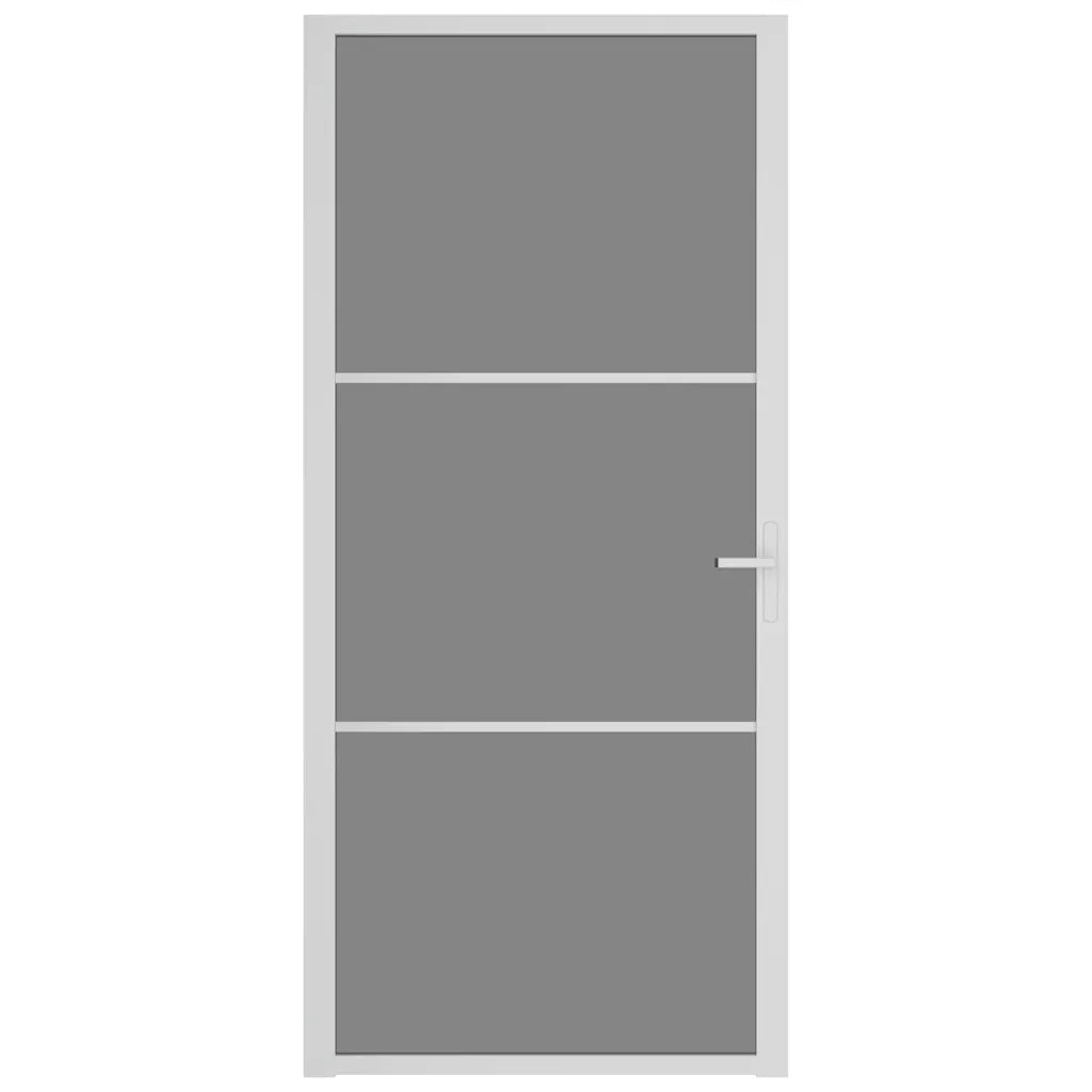 Porta Interna 93x201,5 cm Bianca in Vetro ESG e Alluminio 350586