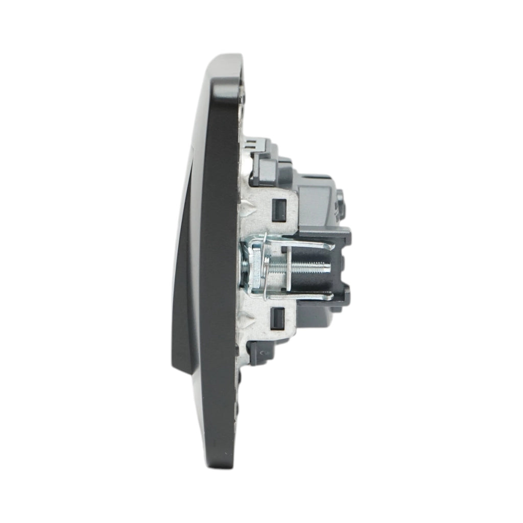 Interruttore campanello LED con ritorno, nero, da incasso, 220V, 10AX, PC 80x80mm