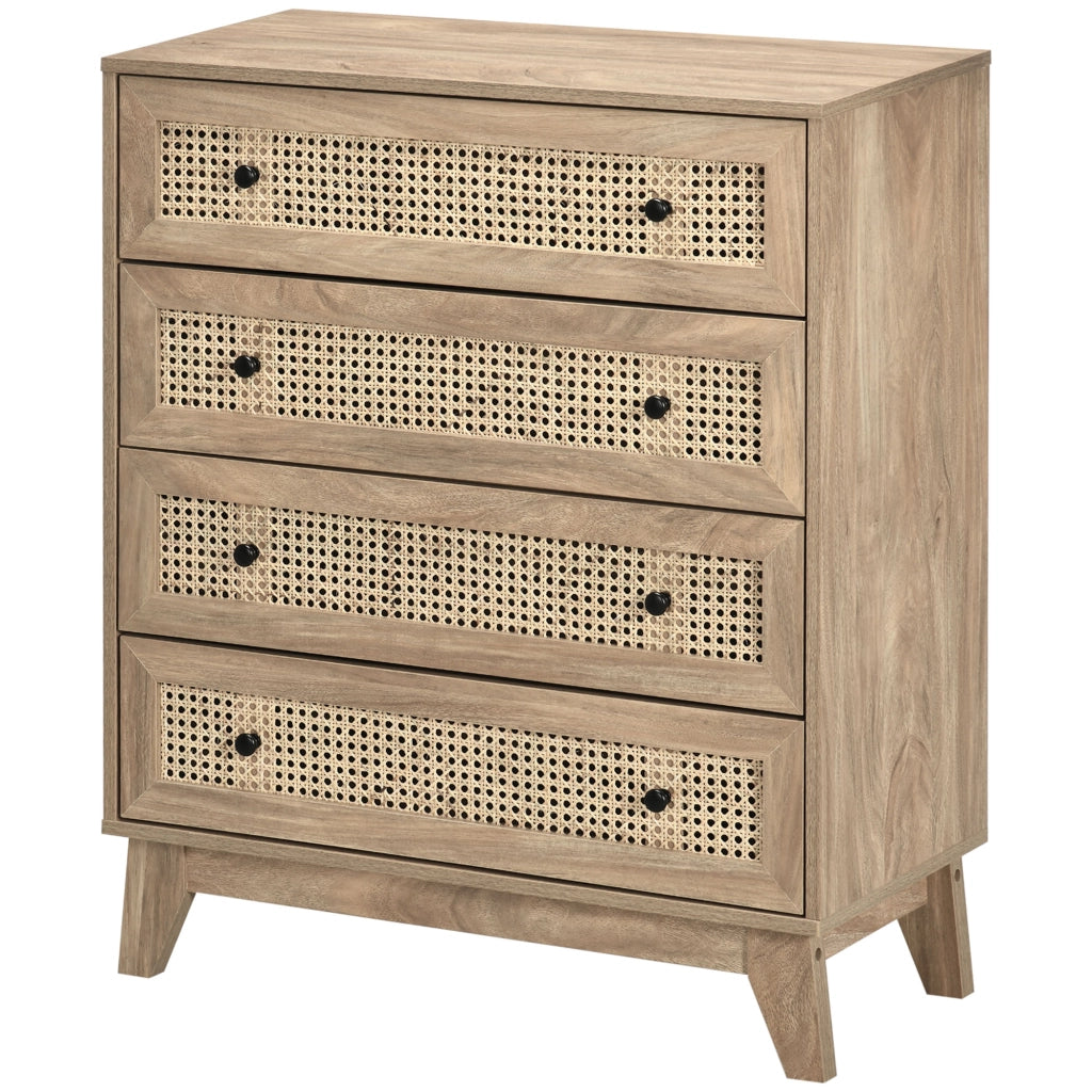 Cassettiera con 4 Cassetti in Legno Effetto Chiaro ¨C zephmum ¨C 80x35x95 cm