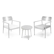 Poltrona alluminio Ibiza 2 pezzi con tavolino tondo bianco