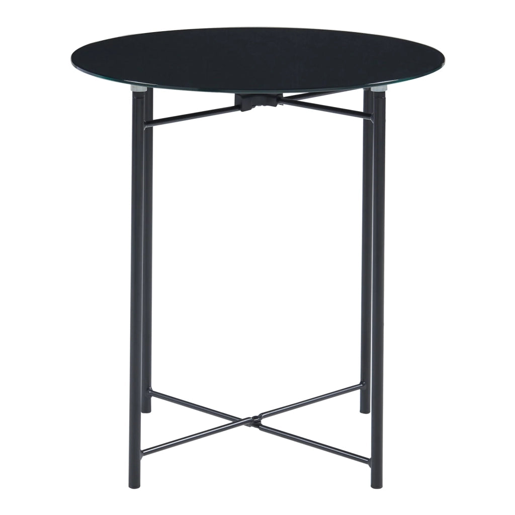 Tavolino laterale acciaio e vetro temperato 45 x 42 cm nero 03_0010982