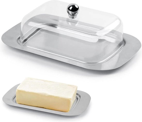 Vasetto con coperchio in acciaio inossidabile trasparente maniglie in plastica trasparente resistente al lavastoviglie.
