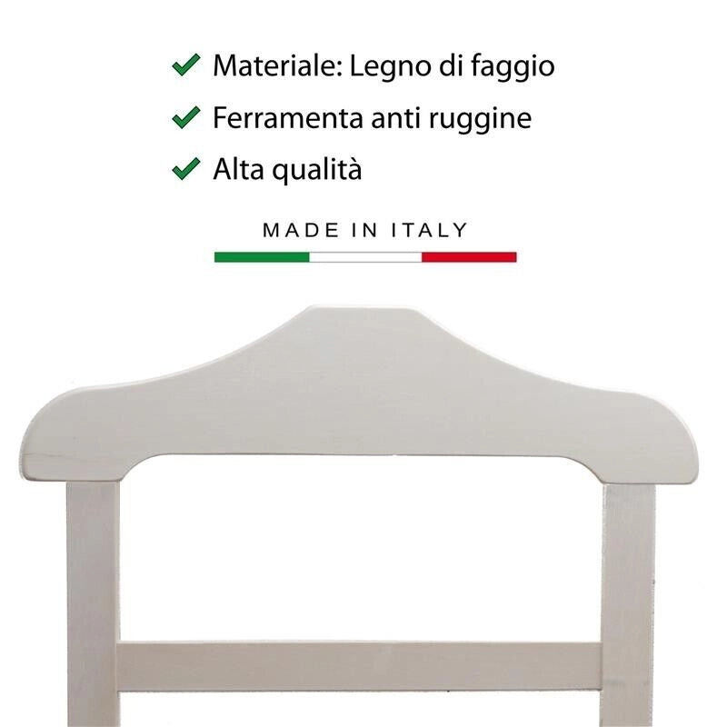INDOSSATORE  APPENDIABITI  DA  CAMERA  PRATIC LEGNO DI FAGGIO BIANCO 44 X 25 X 98 H