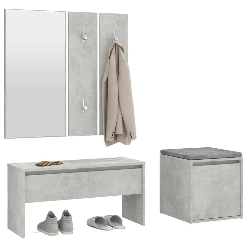 Set di Mobili da Corridoio Grigio Cemento in Legno Multistrato cod mxl 73556