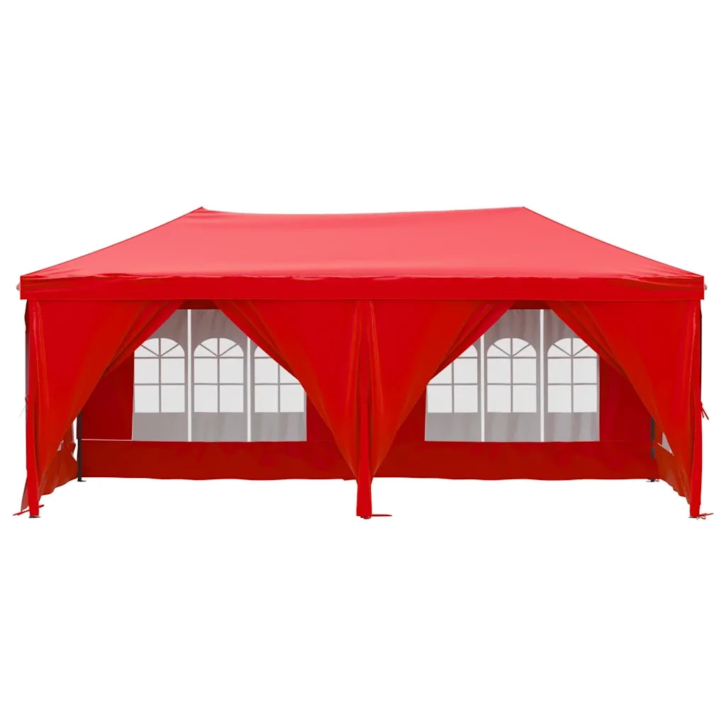 Tenda per Feste Pieghevole con Pareti Laterali-Tenda Gazebo Rosso 3x6 m 481903