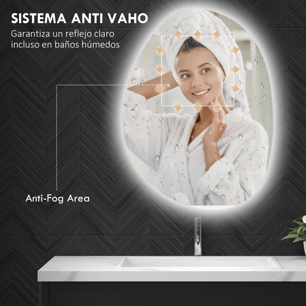 Specchio da Bagno con Luce LED ¨C Zephmum ¨C Bianco 80x60 cm